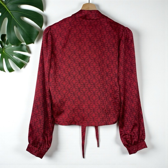 Urban Outfitters Satin Paisley Tie-Front Blouse - Picture 5 of 10